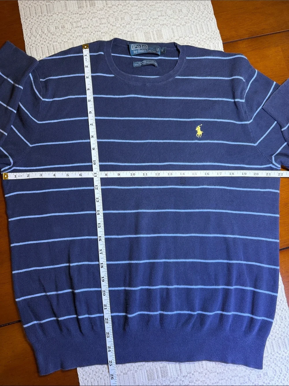 Men’s Polo by Ralph Lauren Navy Stripe Crewneck Sweater